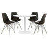 Wora 5 Piece Dining Set | Round White Table Top | 4 Black Side Chairs