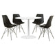 Wora 5 Piece Dining Set | Round White Table Top | 4 Black Side Chairs