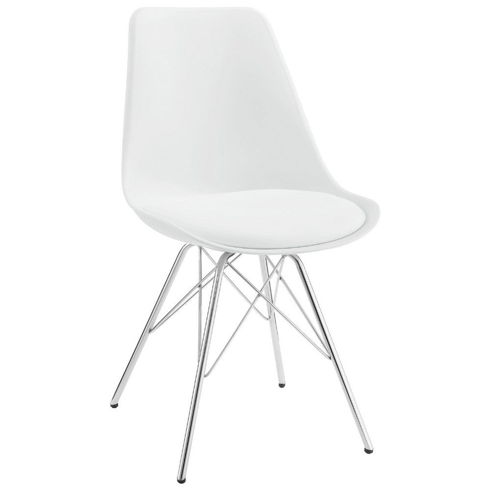 Wora 5 Piece Dining Set | Round White Table Top | 4 White Side Chairs BM337890