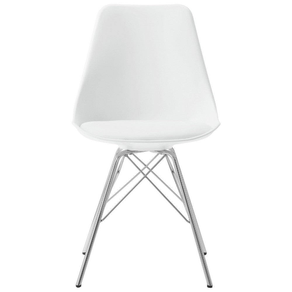 Wora 5 Piece Dining Set | Round White Table Top | 4 White Side Chairs BM337890