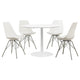 Wora 5 Piece Dining Set | Round White Table Top | 4 White Side Chairs