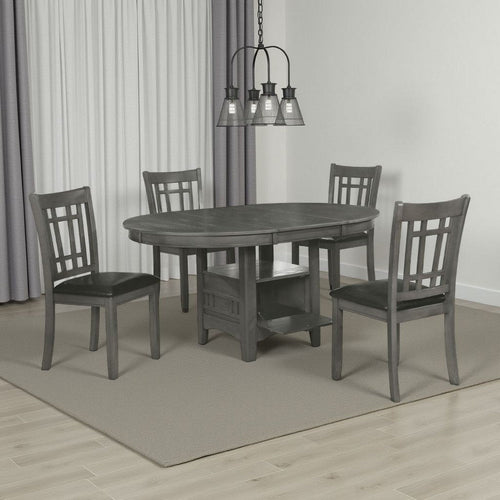 Lessa 5 Piece Dining Set | Gray | 4 Padded Chairs | Expandable Leaf
