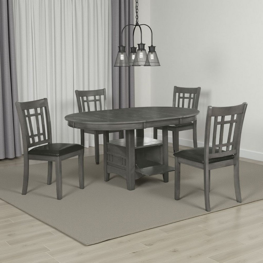 Lessa 5 Piece Dining Set | Gray | 4 Padded Chairs | Expandable Leaf