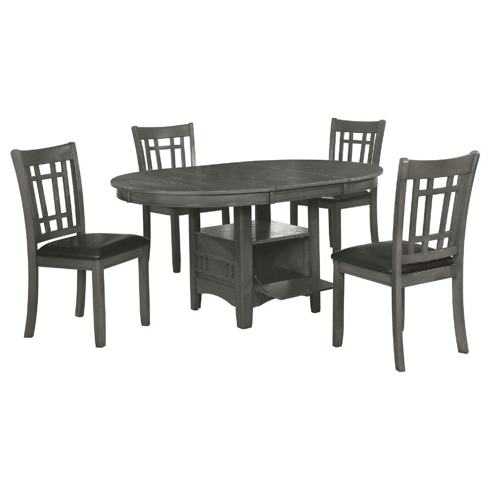 Lessa 5 Piece Dining Set | Gray | 4 Padded Chairs | Expandable Leaf BM337891