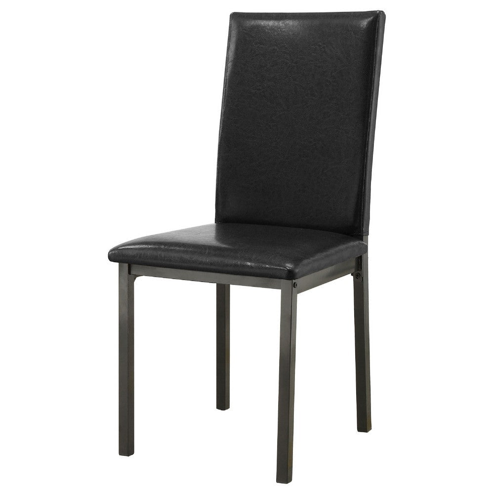 Raza Dining Table Set | Weathered Gray | 4 Black Faux Leather Chairs BM337893