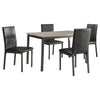 Raza Dining Table Set | Weathered Gray | 4 Black Faux Leather Chairs BM337893