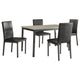 Raza Dining Table Set | Weathered Gray | 4 Black Faux Leather Chairs BM337893