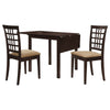 Elso Dining Set | Table w Drop Leaf | Brown | 3 Lattice Style Chair