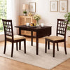 Elso Dining Set | Table w Drop Leaf | Brown | 3 Lattice Style Chair