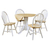 Giva Round Dining Table and 4 Chairs Set | Drop-Leaf | White and Brown BM337895