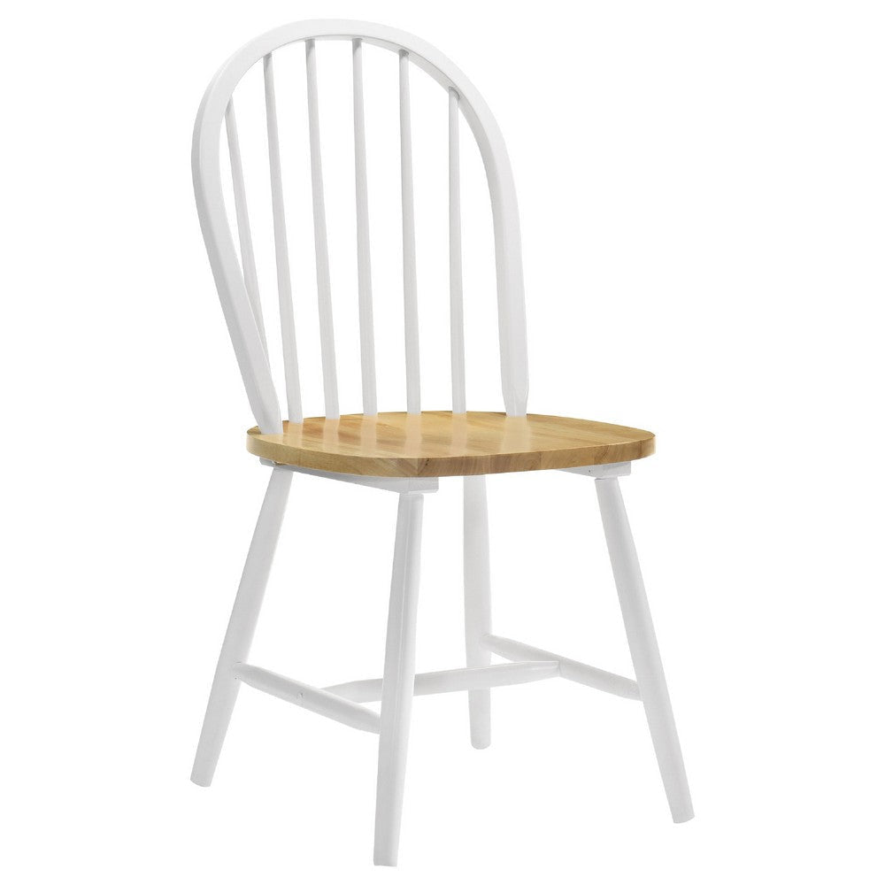 Giva Round Dining Table and 4 Chairs Set | Drop-Leaf | White and Brown BM337895