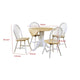 Giva Round Dining Table and 4 Chairs Set | Drop-Leaf | White and Brown BM337895