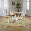 Giva Round Dining Table and 4 Chairs Set | Drop-Leaf | White and Brown