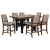 Patter 7 Piece Counter Height Dining Set | 6 Padded Chairs | Mango Oak