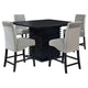 Tela 5pc Counter Height Dining Set | Black Wood Table | 4 Gray Chairs BM337901