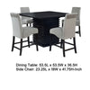 Tela 5pc Counter Height Dining Set | Black Wood Table | 4 Gray Chairs BM337901