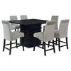 Tela 7pc Counter Height Dining Set | Black Wood Table | 6 Gray Chairs BM337902