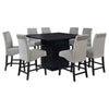 Tela 9pc Counter Height Dining Set | Black Wood Table | 8 Gray Chairs BM337903