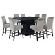 Tela 9pc Counter Height Dining Set | Black Wood Table | 8 Gray Chairs BM337903