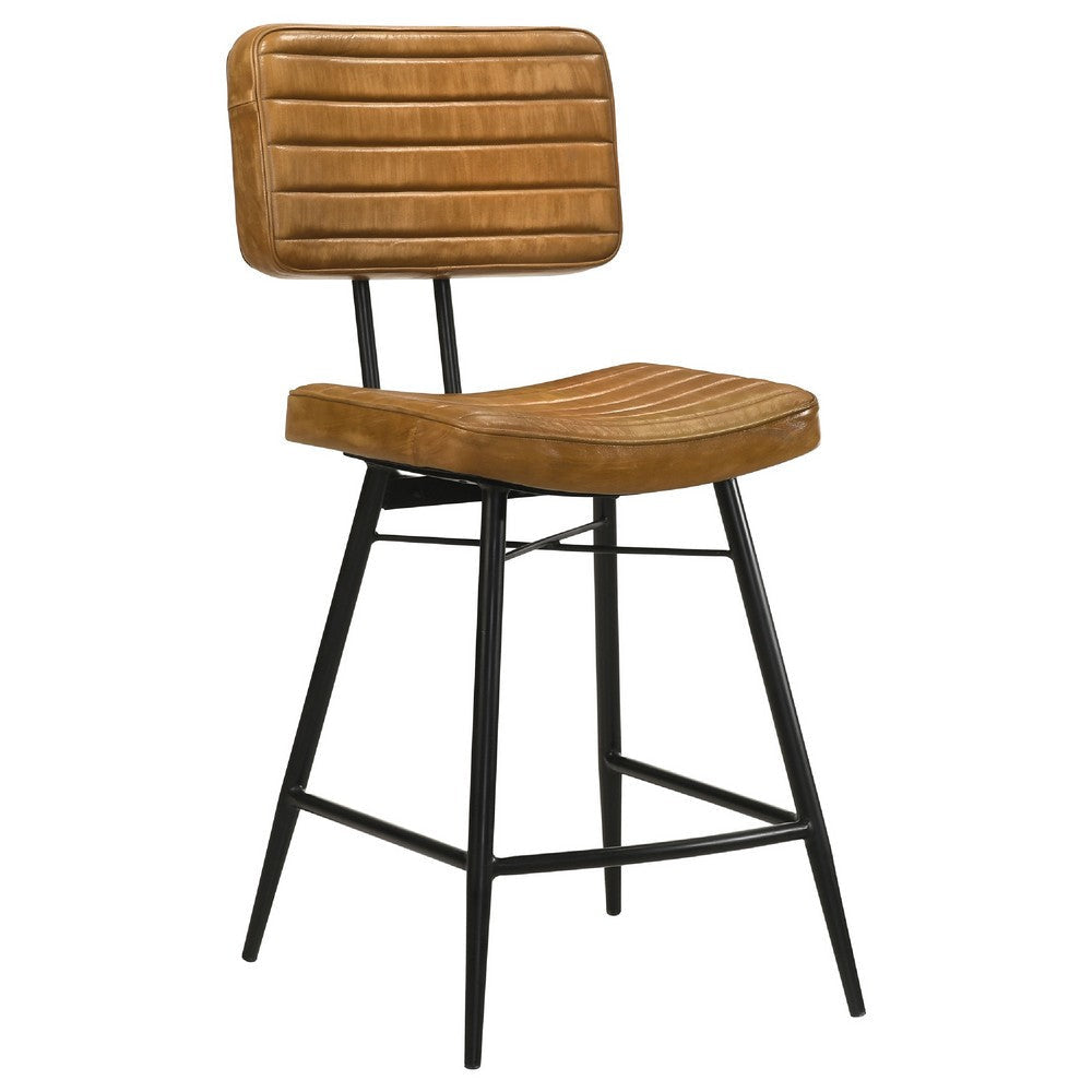 Hom 5pc Counter Height Dining Set | Brown Wood | 4 Faux Leather Chairs BM337904
