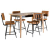 Hom 5pc Counter Height Dining Set | Brown Wood | 4 Faux Leather Chairs