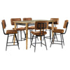 Hom Counter Height Dining Table and 6 Chairs | Brown Faux Leather