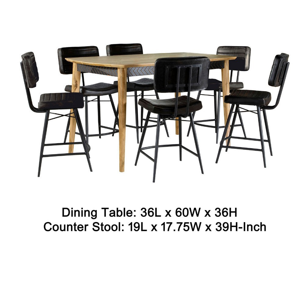 Hom Counter Height Dining Table & 6 Chairs | Dark Brown | Faux Leather BM337908