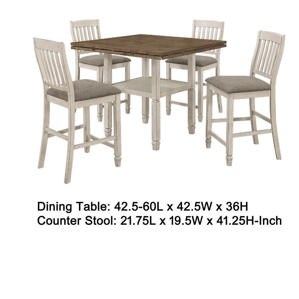 Soti Counter Height Dining Table and 4 Chairs | White | Extendable Top BM337911
