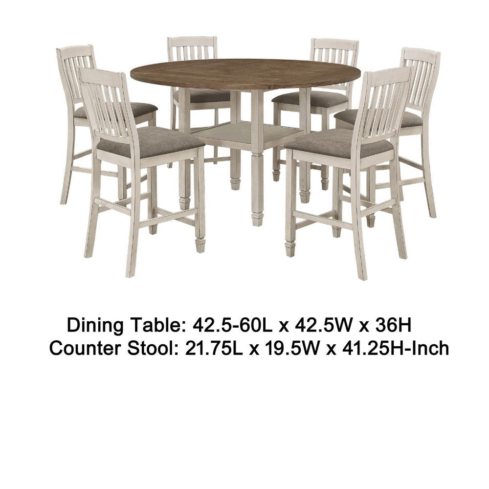 Soti Counter Height Dining Table and 6 Chairs | White | Extendable Top BM337912