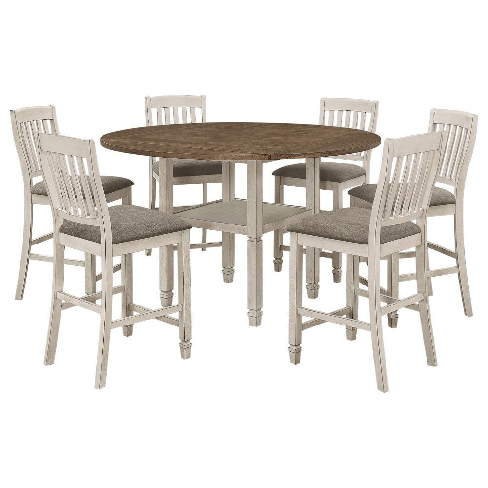 Soti Counter Height Dining Table and 6 Chairs | White | Extendable Top