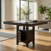 Uric Counter Height Dining Table w Wine Storage | 4 Chairs | Brown