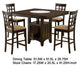 Uric Counter Height Dining Table w Wine Storage | 4 Chairs | Brown