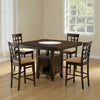 Uric Counter Height Dining Table w Wine Storage | 4 Chairs | Brown