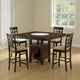 Uric Counter Height Dining Table w Wine Storage | 4 Chairs | Brown