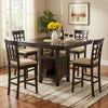 Uric Counter Height Dining Table w Wine Storage | 4 Chairs | Brown