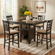 Uric Counter Height Dining Table w Wine Storage | 4 Chairs | Brown