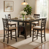 Uric Counter Height Dining Table w Wine Storage | 4 Chairs | Brown