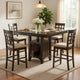 Uric Counter Height Dining Table w Wine Storage | 4 Chairs | Brown