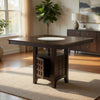 Uric Counter Height Dining Table w Wine Storage | 6 Chairs | Brown