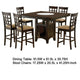 Uric Counter Height Dining Table w Wine Storage | 6 Chairs | Brown
