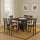 Uric Counter Height Dining Table w Wine Storage | 6 Chairs | Brown