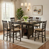 Uric Counter Height Dining Table w Wine Storage | 6 Chairs | Brown