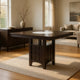 Uric Counter Height Dining Table w Wine Storage | 6 Chairs | Brown