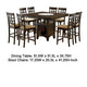 Uric Counter Height Dining Table w Wine Storage | 8 Chairs | Brown