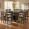 Uric Counter Height Dining Table w Wine Storage | 8 Chairs | Brown