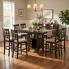 Uric Counter Height Dining Table w Wine Storage | 8 Chairs | Brown