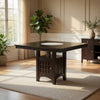 Uric Counter Height Dining Table w Wine Storage | 8 Chairs | Brown