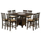 Uric Counter Height Dining Table w Wine Storage | 8 Chairs | Brown