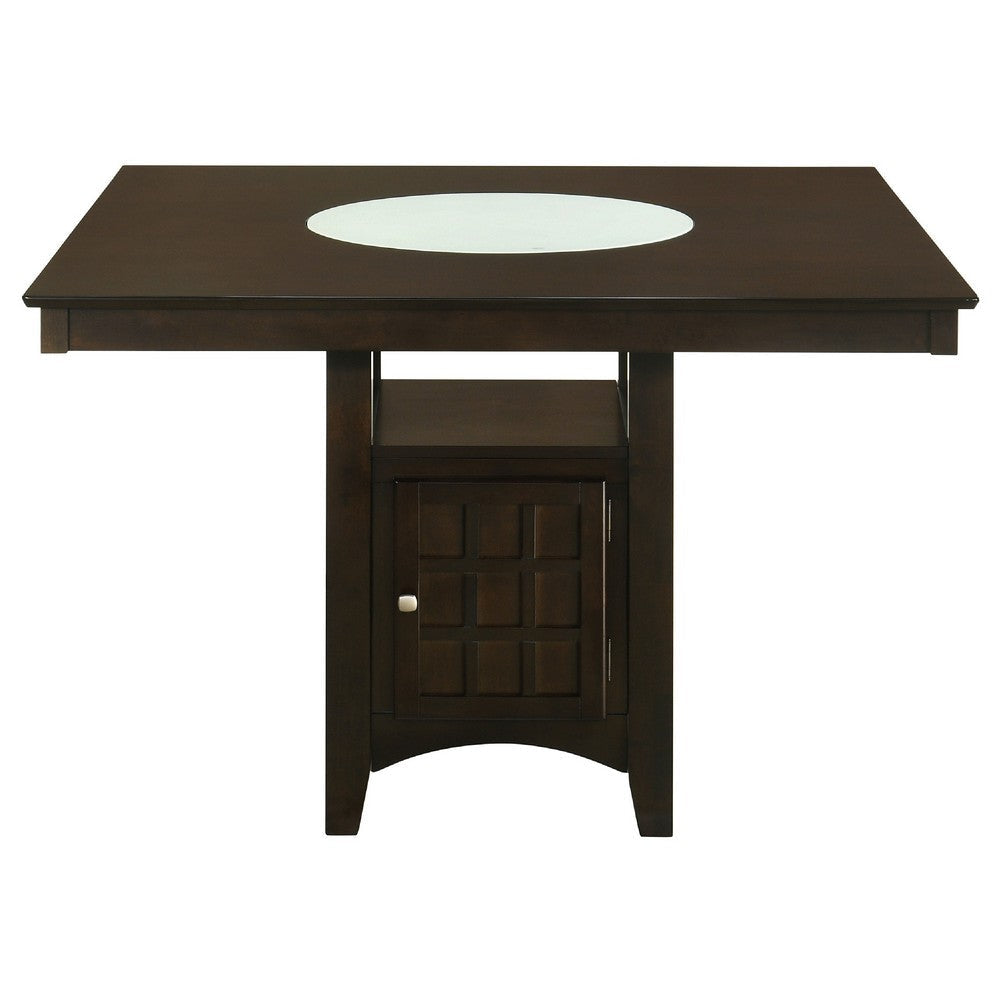 Uric Counter Height Dining Table w Wine Storage & 4 Chairs | Brown | Tan Seats BM337919