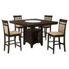 Uric Counter Height Dining Table w Wine Storage & 4 Chairs | Brown | Tan Seats
